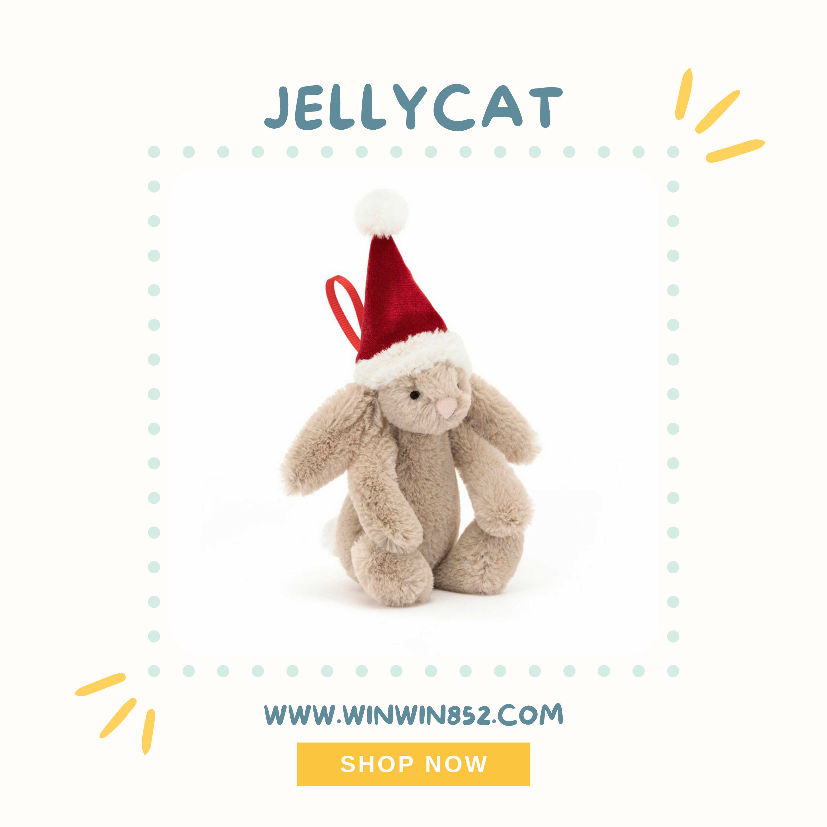 Jellycat Bashful Christmas Bunny Decoration
