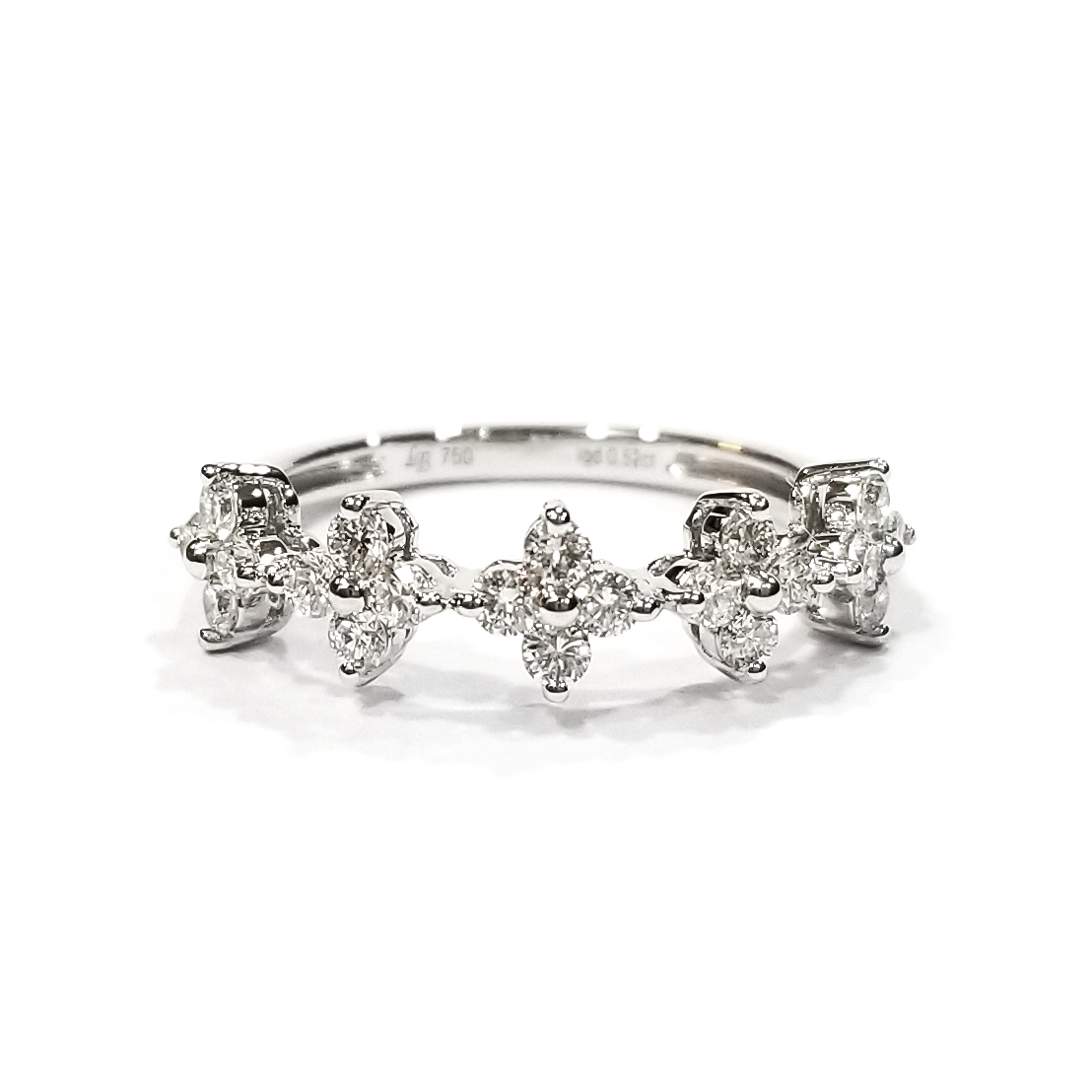 18K白金 實驗室培育四葉草鑽石戒指