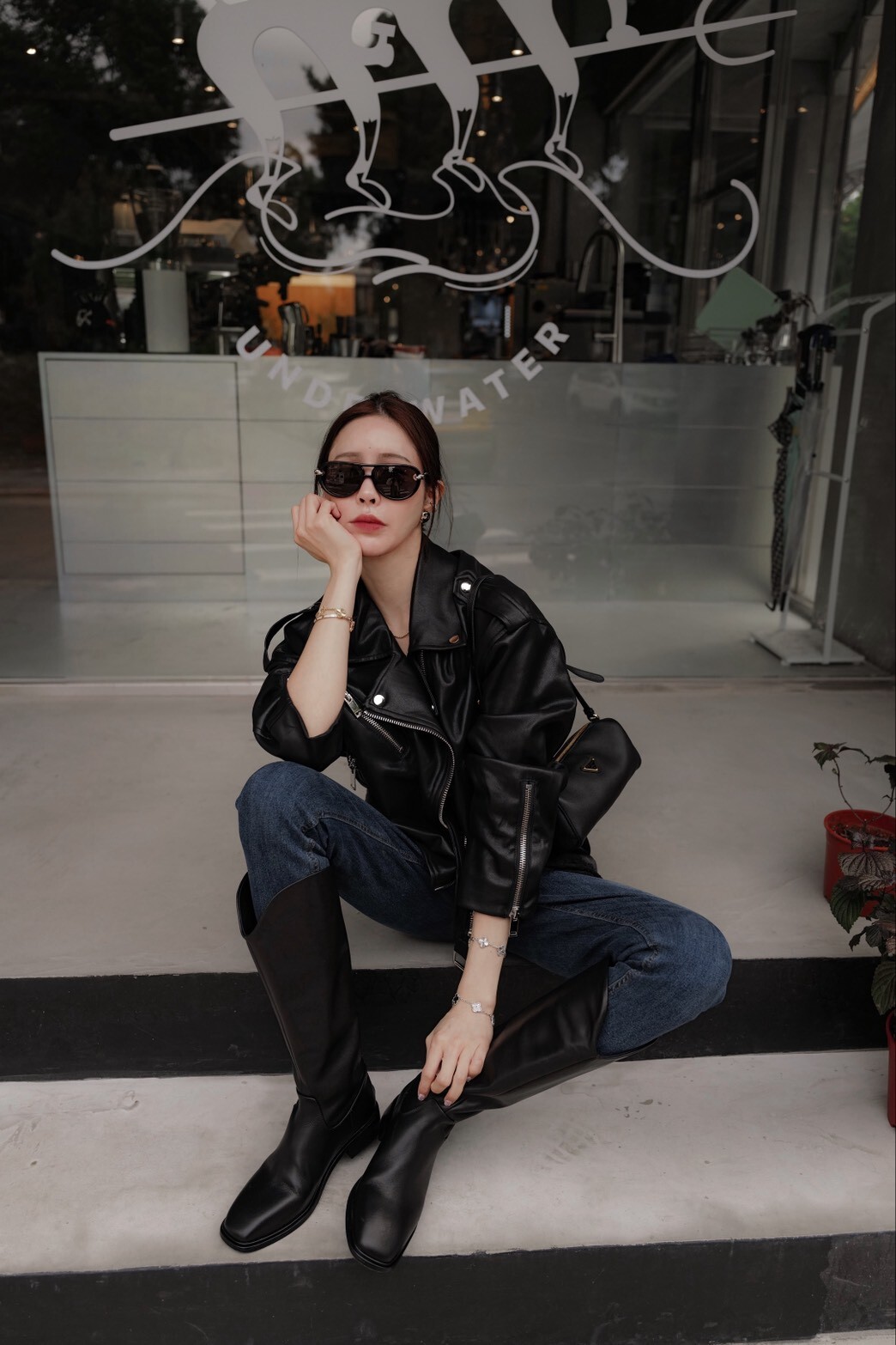 手工真皮女神長靴（黑）