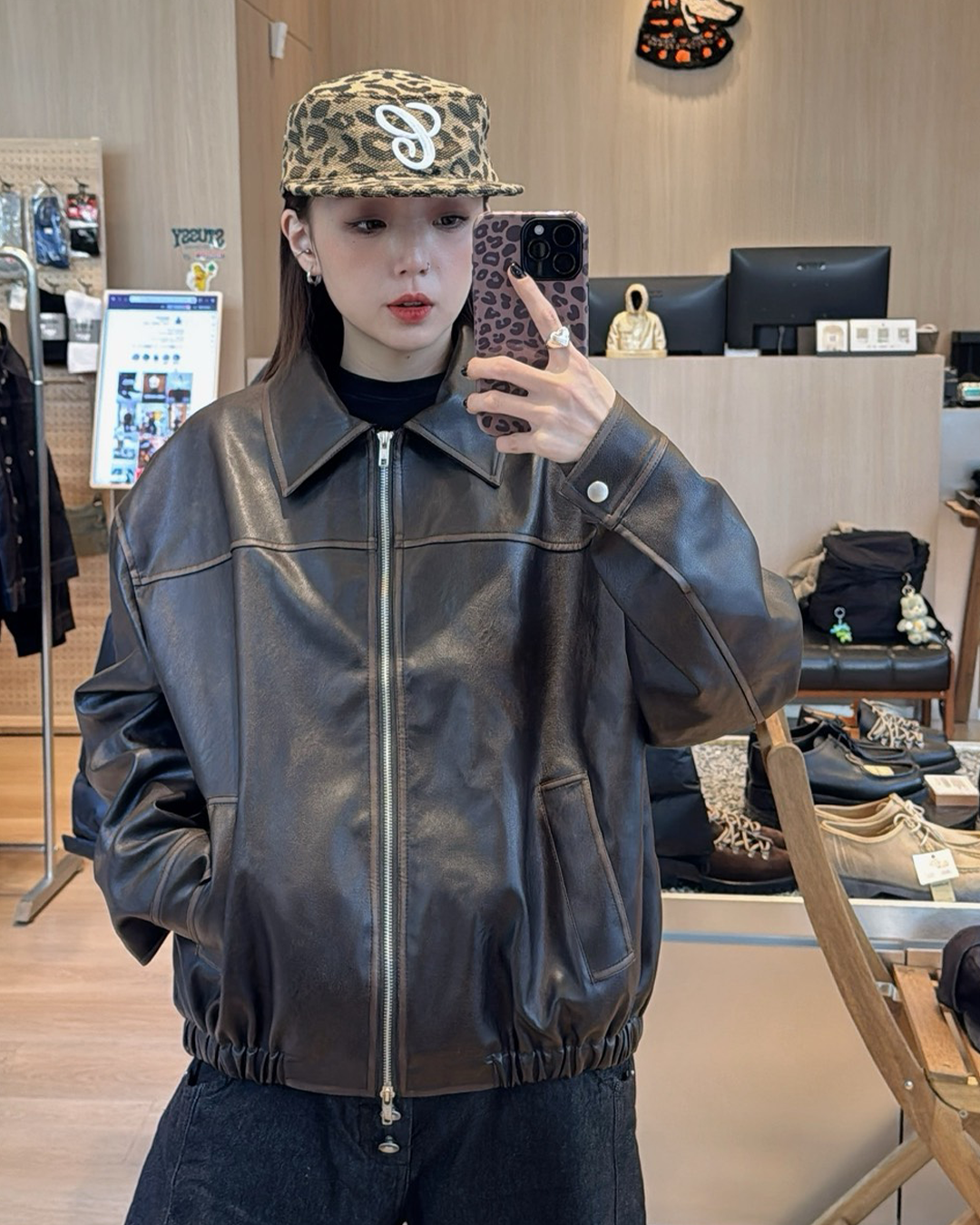シ*ン様 25AW【REVERBEARTE】LEATHER JACKET 25AW Double-Zip Leather Jacket (Black / Brown) Unisex
