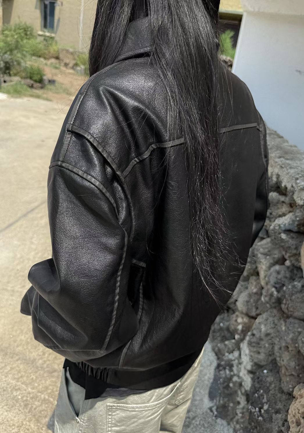 25AW Double-Zip Leather Jacket (Black / Brown) Unisex