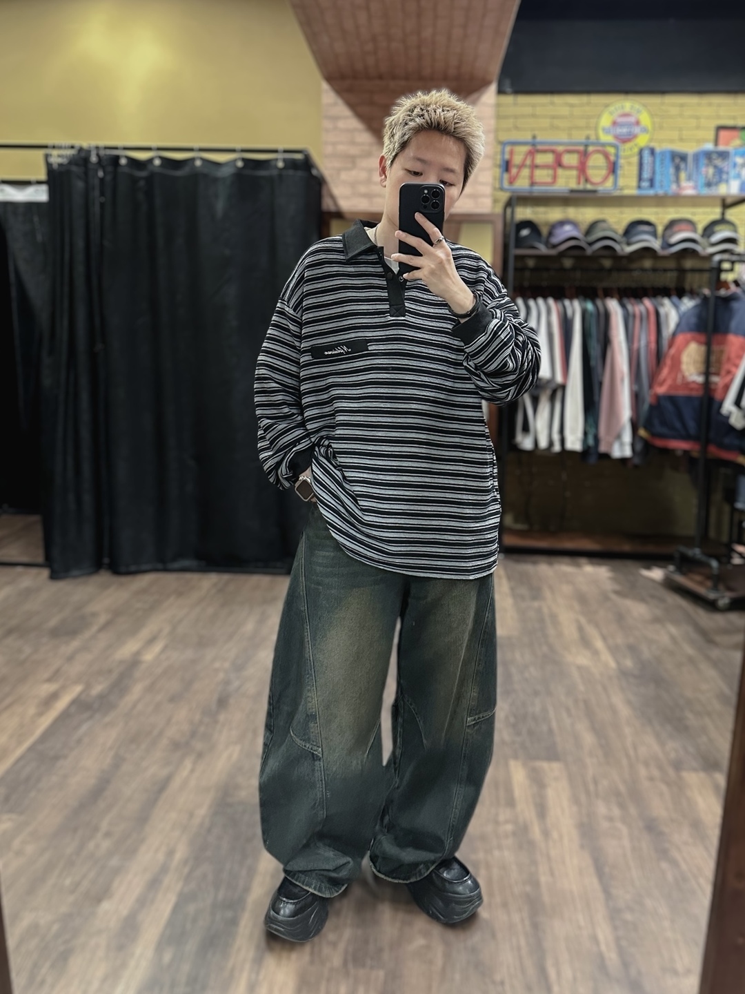 Clean fit彎刀牛仔長褲