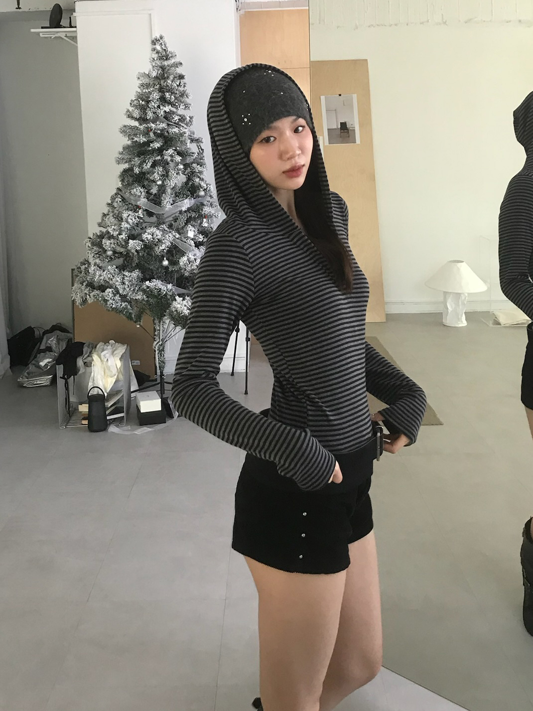 Muse Hood Contrast Top #上衣