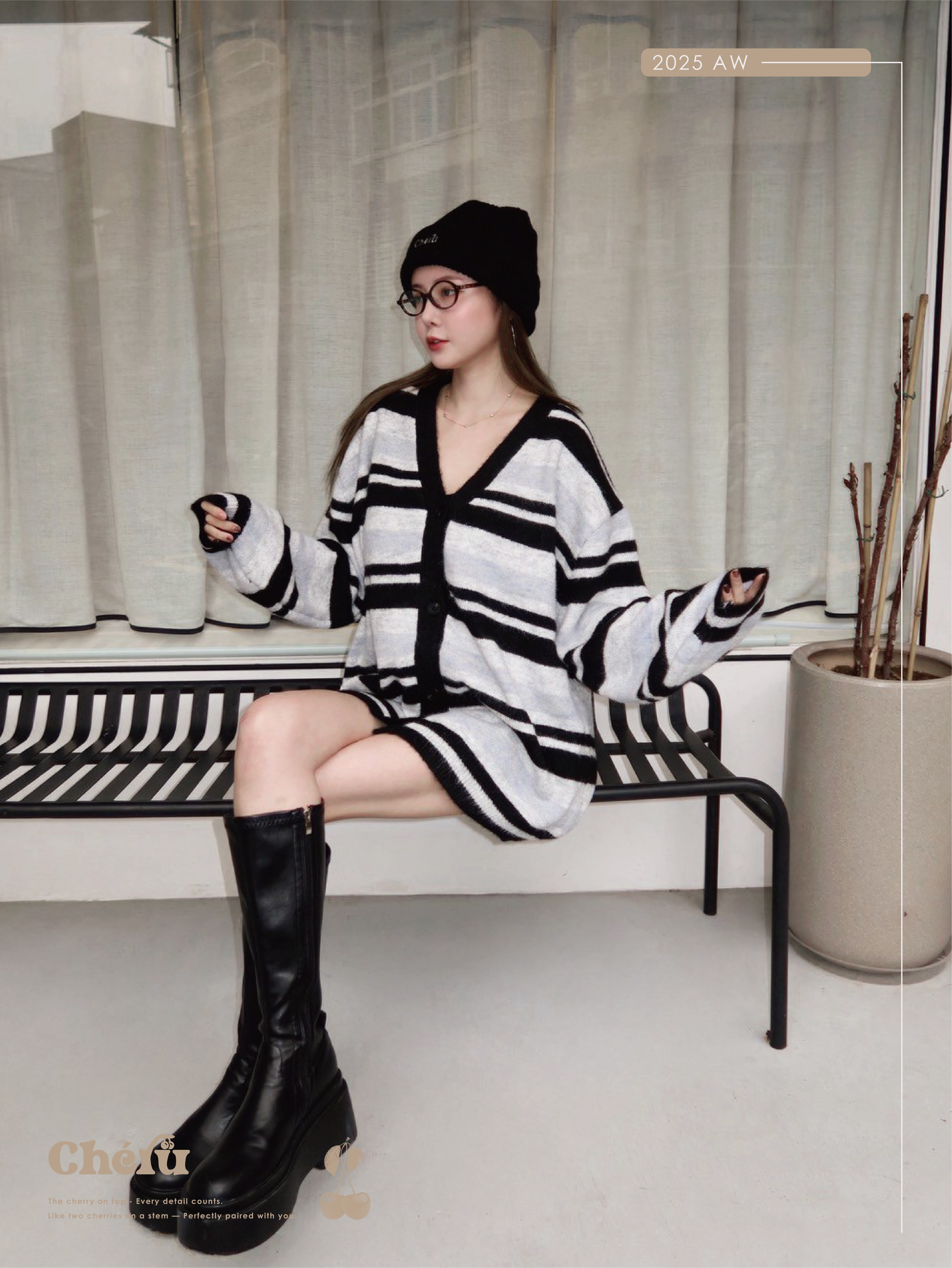 條紋質感毛織外套