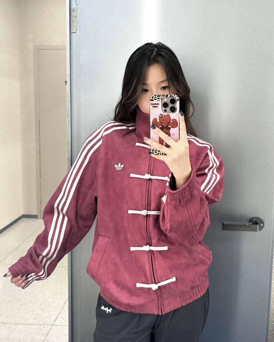 ADIDAS ORIGINALS CTT 3.1 SOFT 新中式 唐裝外套 立領 扭結扣 胭脂紅 霧霾紅 男女 KR0294 / 預購