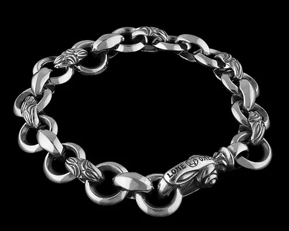 純銀雕刻絲滑小天鵝手鏈