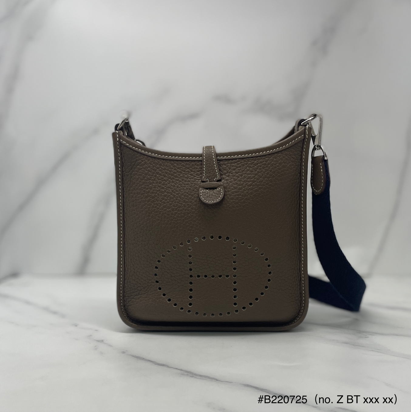 Hermes Mini Evelyne（Etoupe x Navy /Shw)