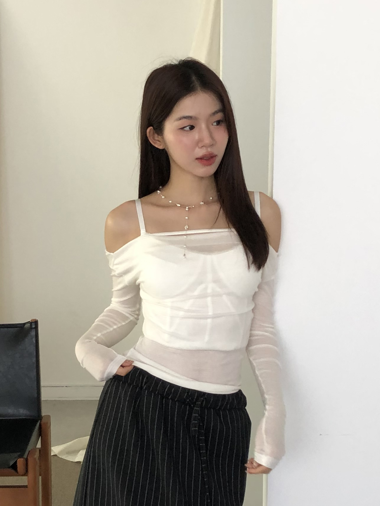 Nana Off-Shoulder Slim Top #上衣