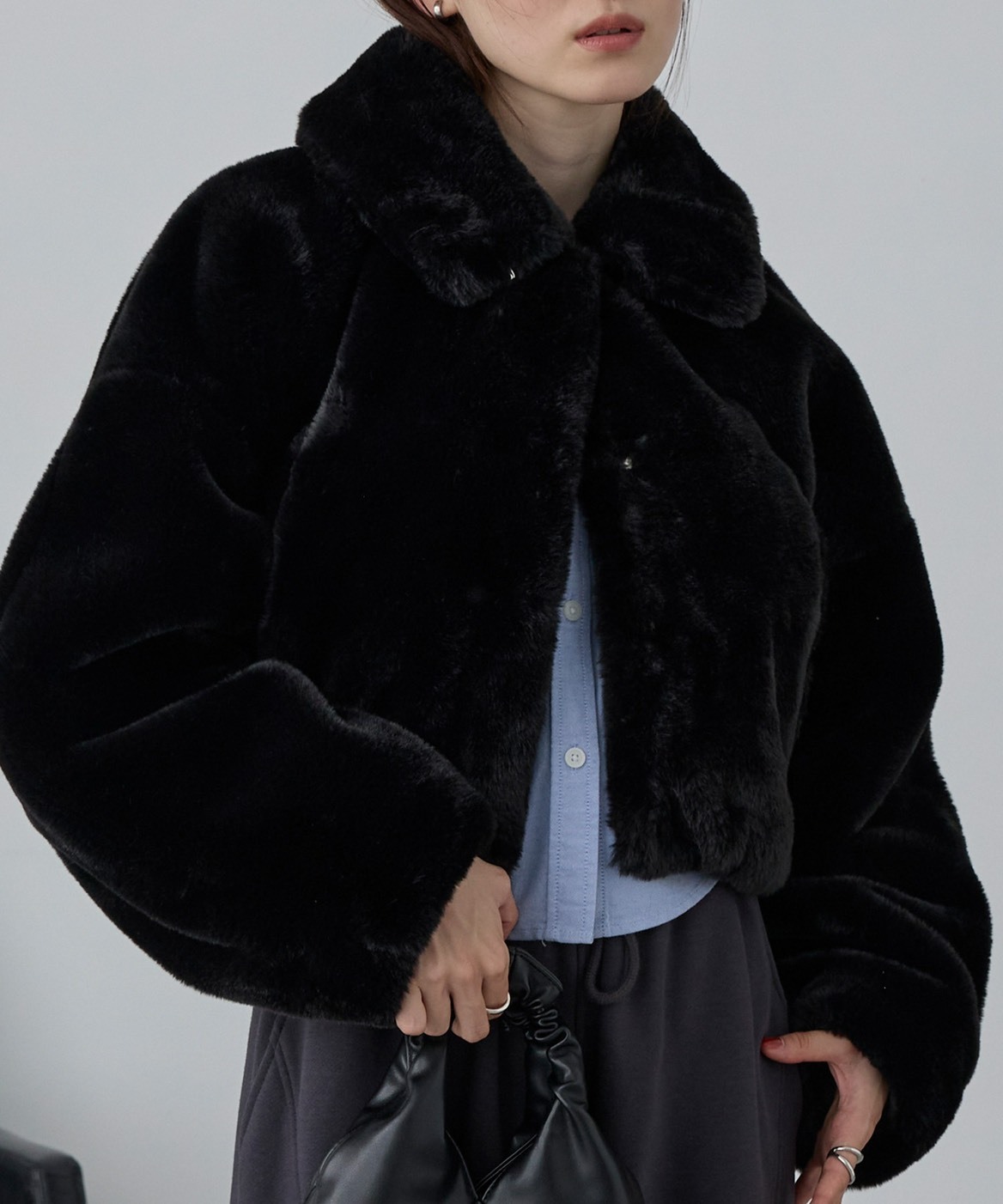<超扯折扣>日本 nui nullu 可立領 翻領 短毛絨 仿兔毛 短版 外套 3色