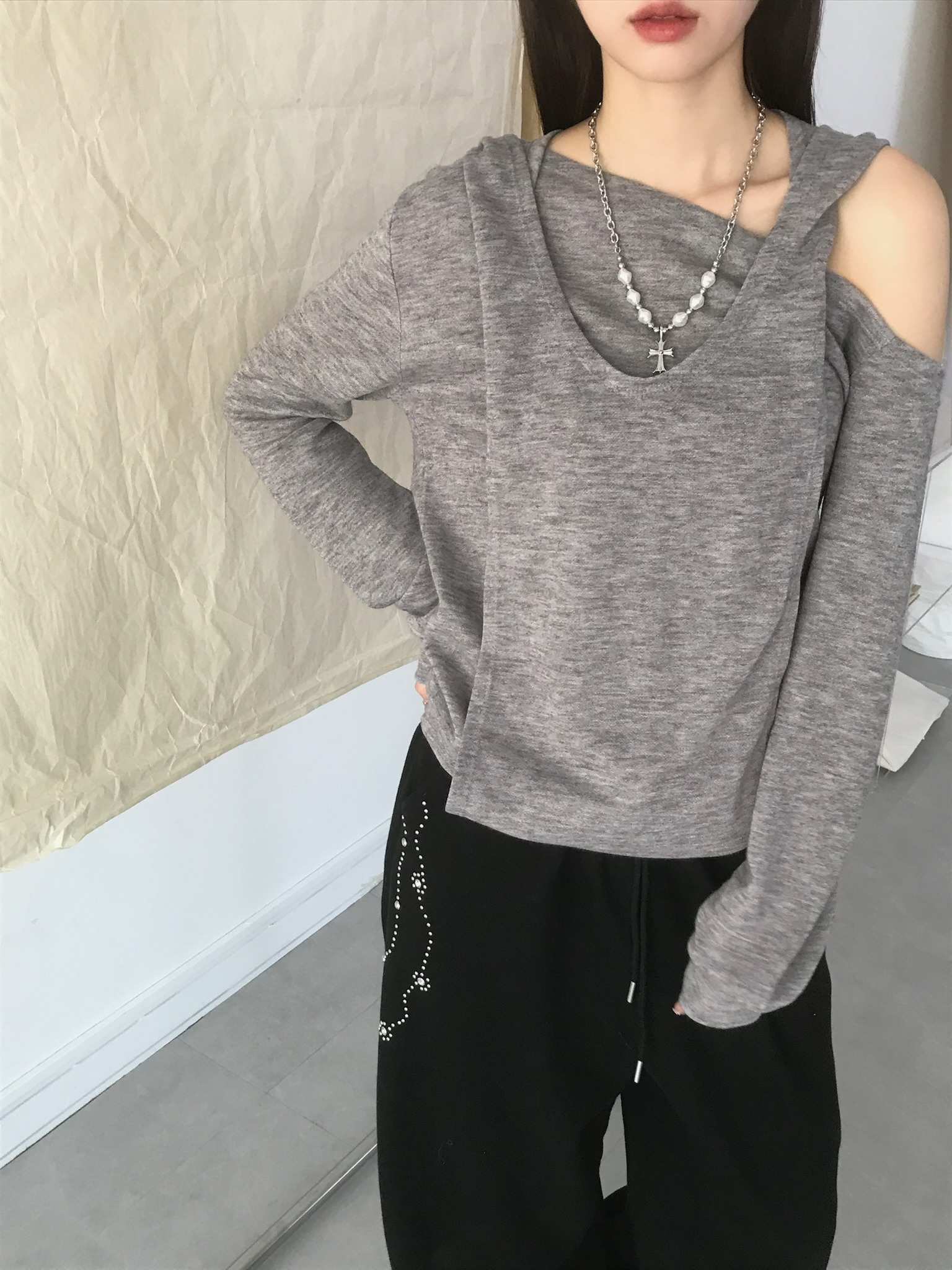 Necklace-Pearl Cross Chain