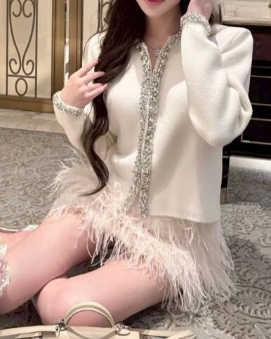 重工邊條鑽親膚針織外套