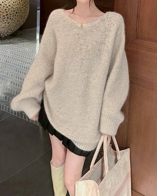 正反兩穿立體花朵設計over size 針織衣