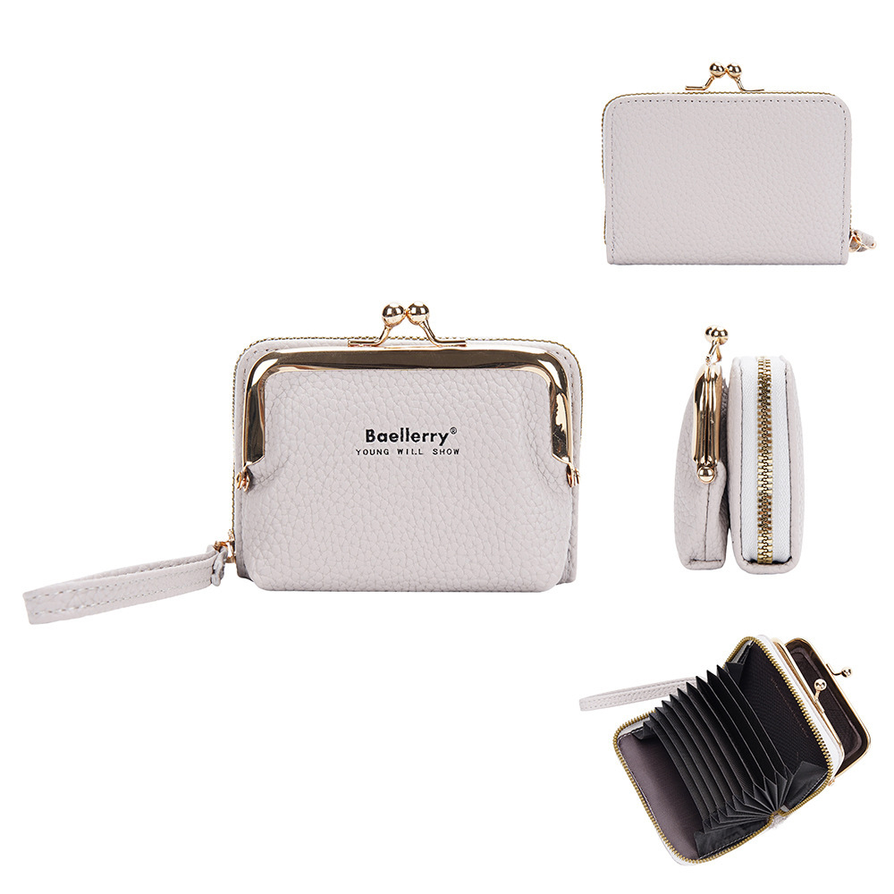 Korean Lychee-Texture Zip Accordion Wallet