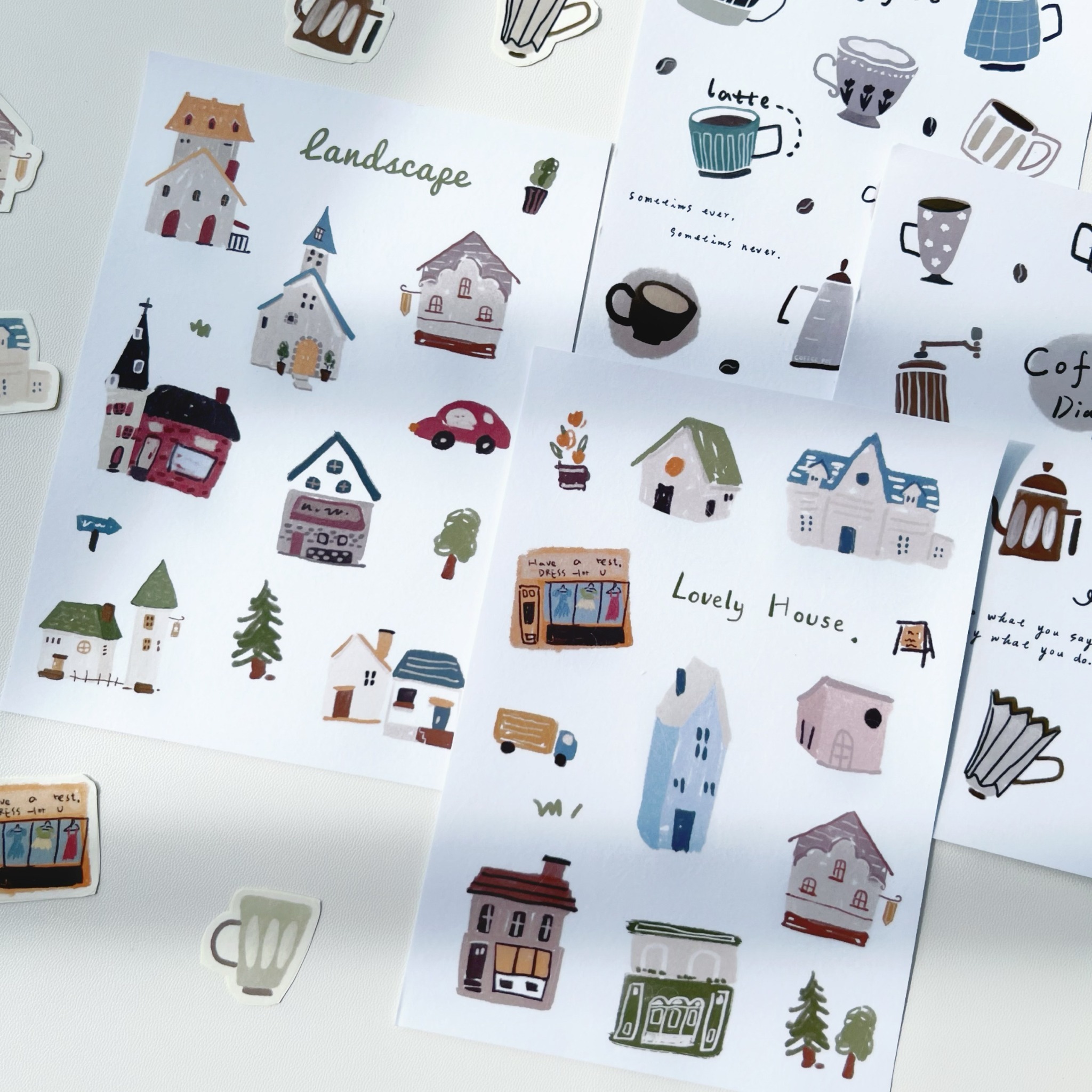 Yier Creative Studio - Cup and House Sticker Sheet
