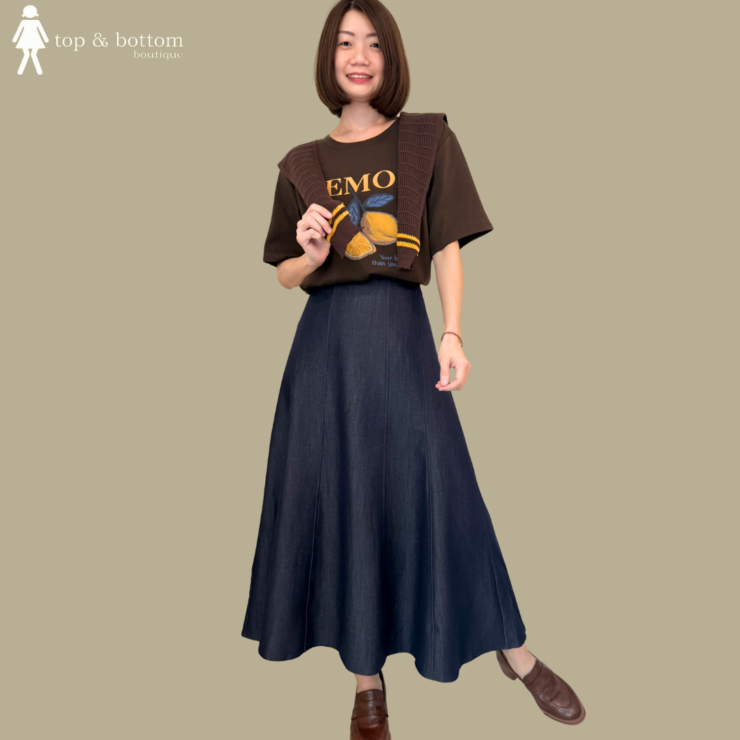 HIGH WAISTED PANEL LONG SKIRT