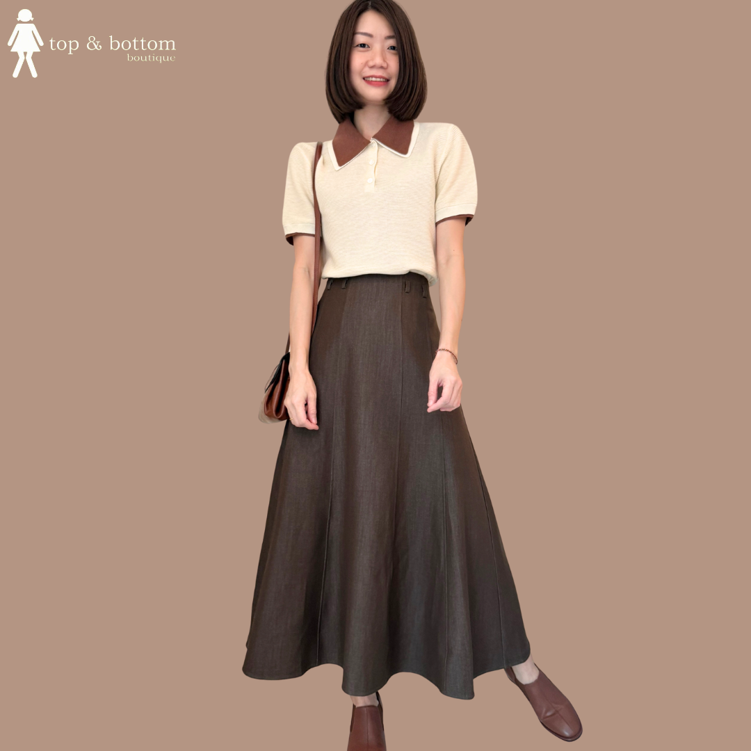 HIGH WAISTED PANEL LONG SKIRT