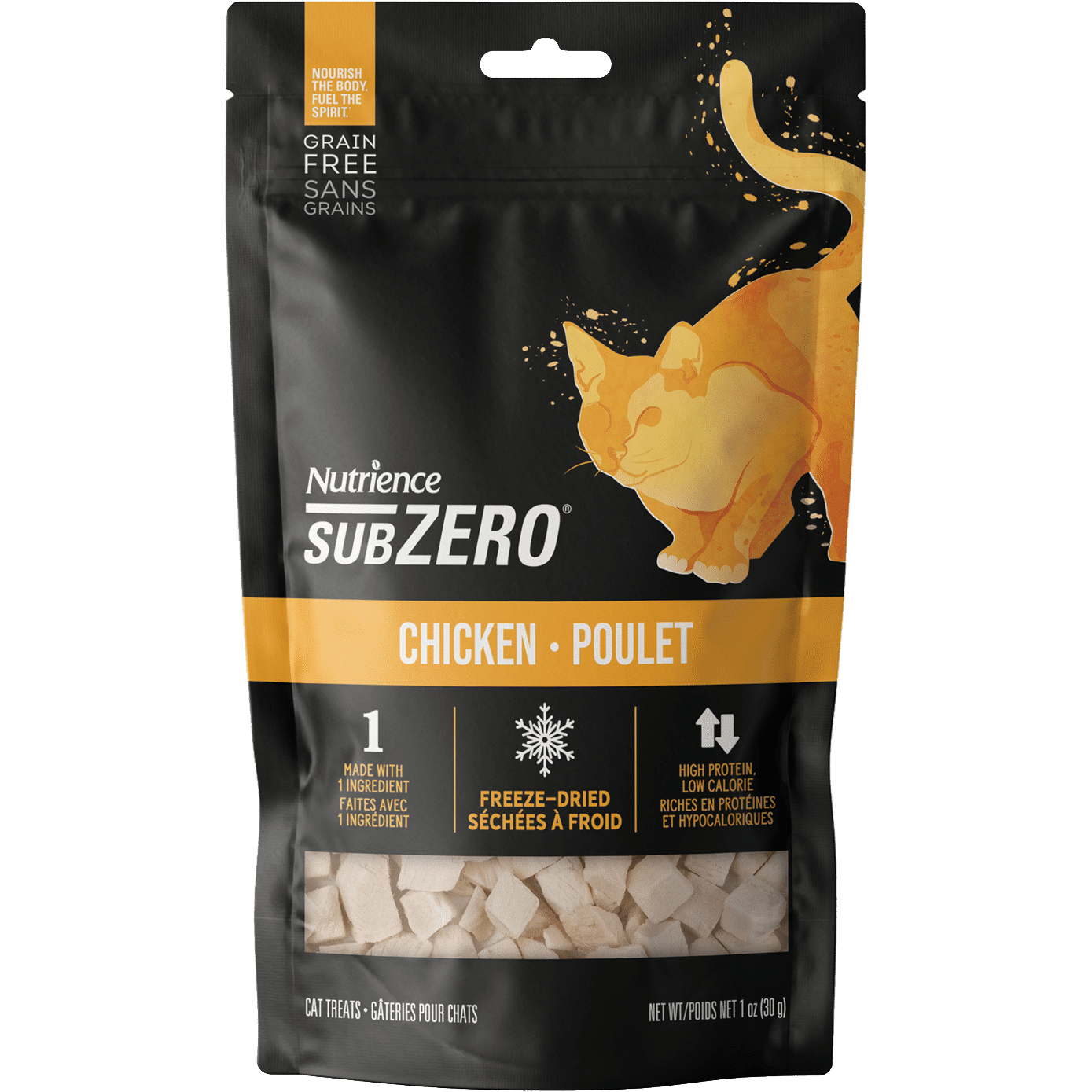 [新產品試食優惠] Nutrience – Subzero凍乾脫水貓用小食 (鮮雞肉) Chicken (黃) 30g