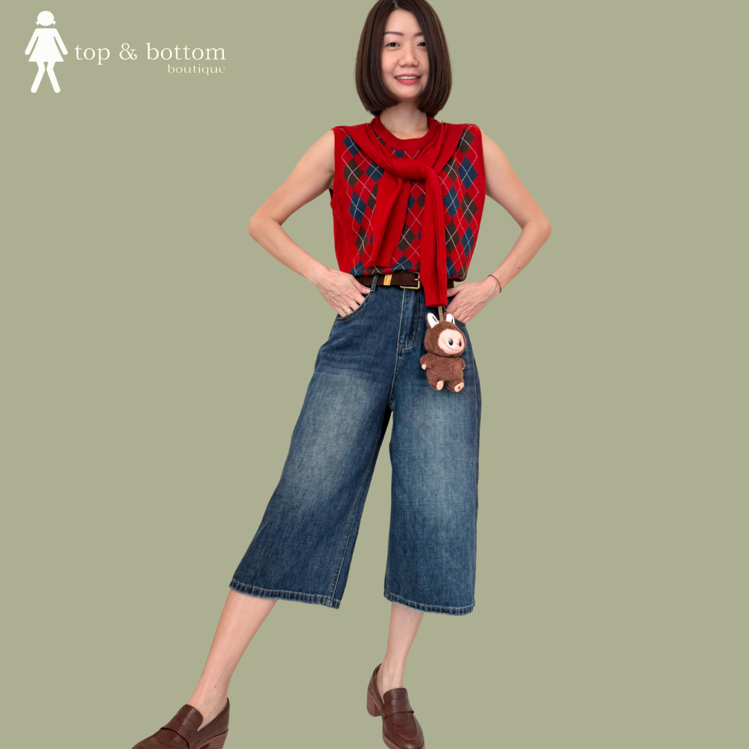 SLEEVELESS VINTAGE KNIT BLOUSE WITH SCARF