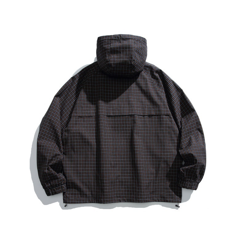 Grid Fusion 格紋拼接連帽風衣