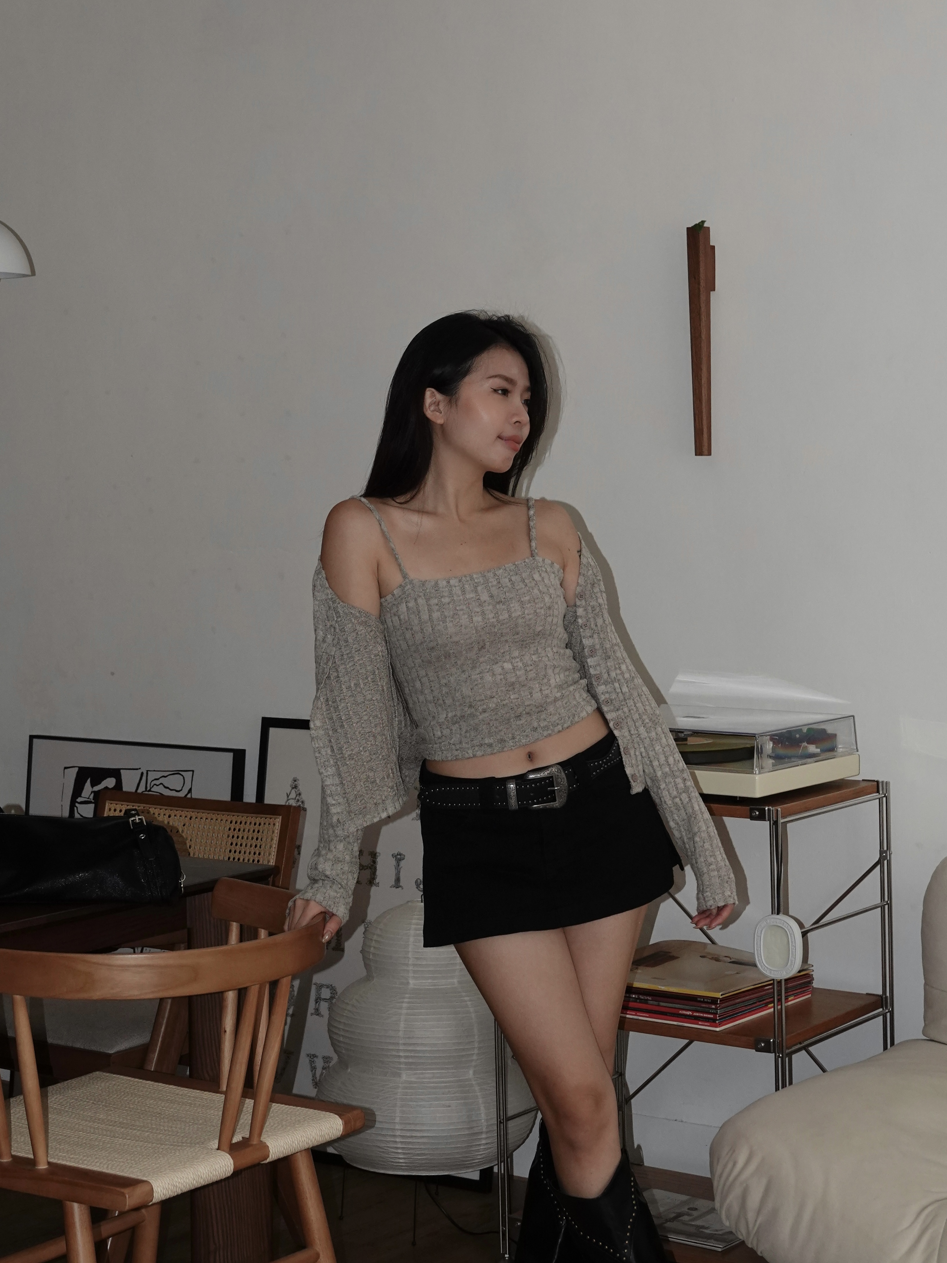 必買🧸毛絨坑條兩件式上衣(2色)