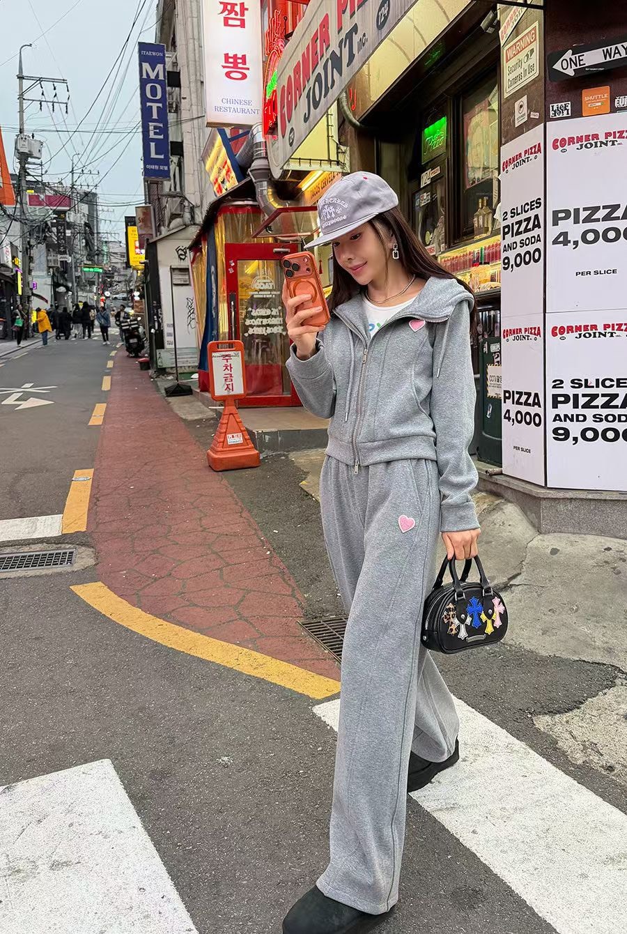 愛心拉鍊外套+長褲set