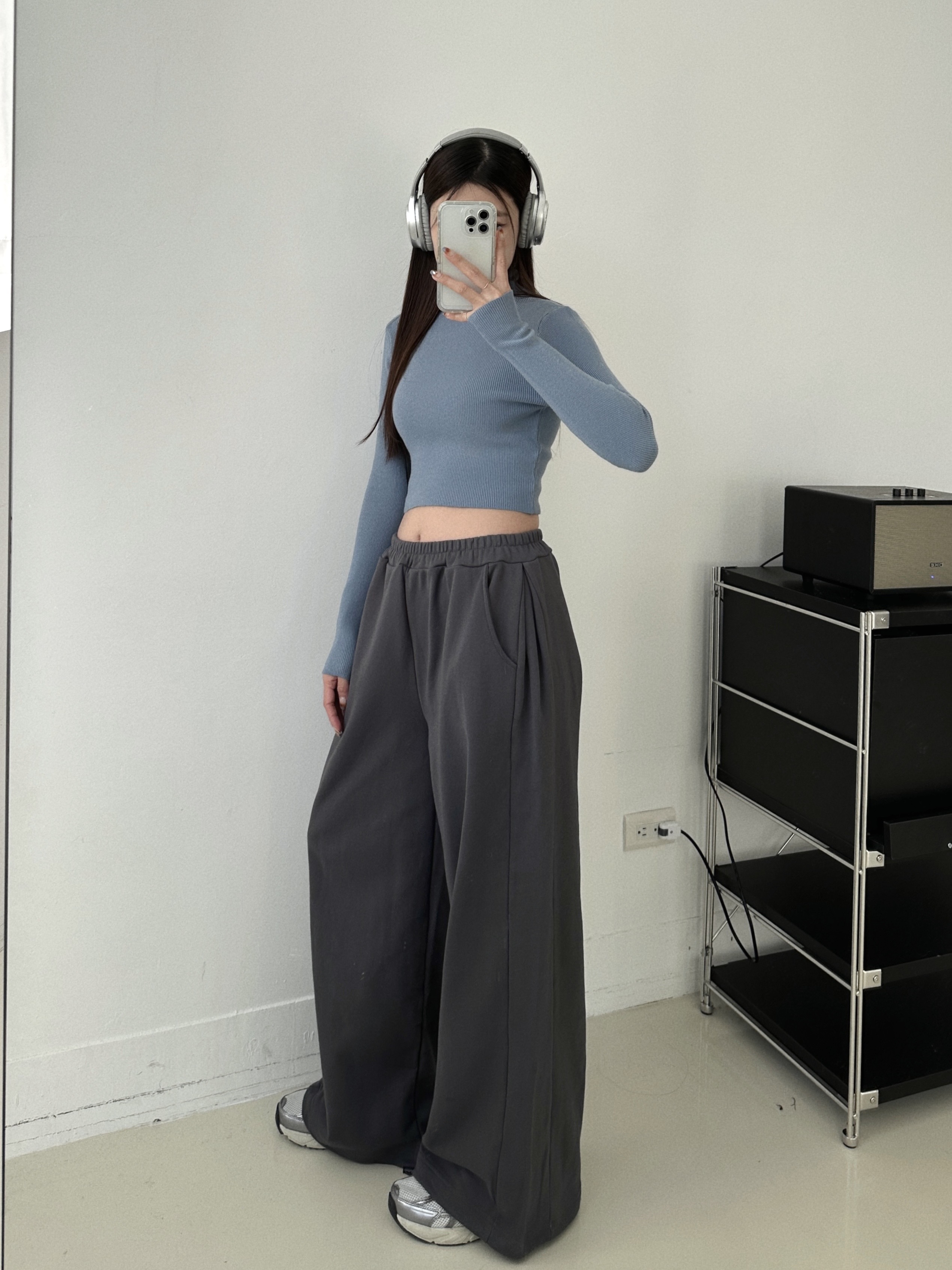 舒適一整天側打褶寬鬆棉褲