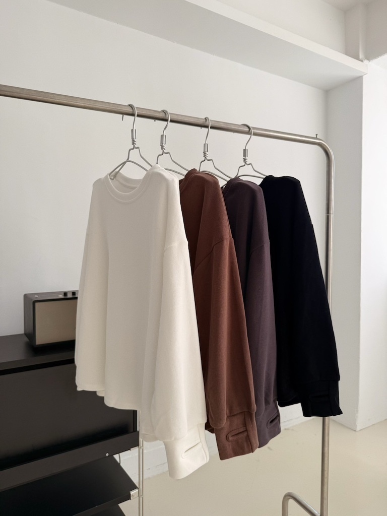 百搭款露指磨毛素面Tee