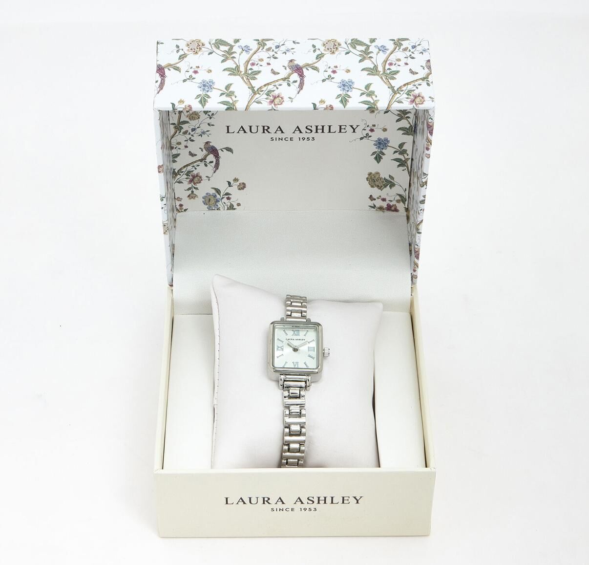 英國代購 (獨立訂單)-LAURA ASHLEY Silver Tone Square Case&nbsp;Watch