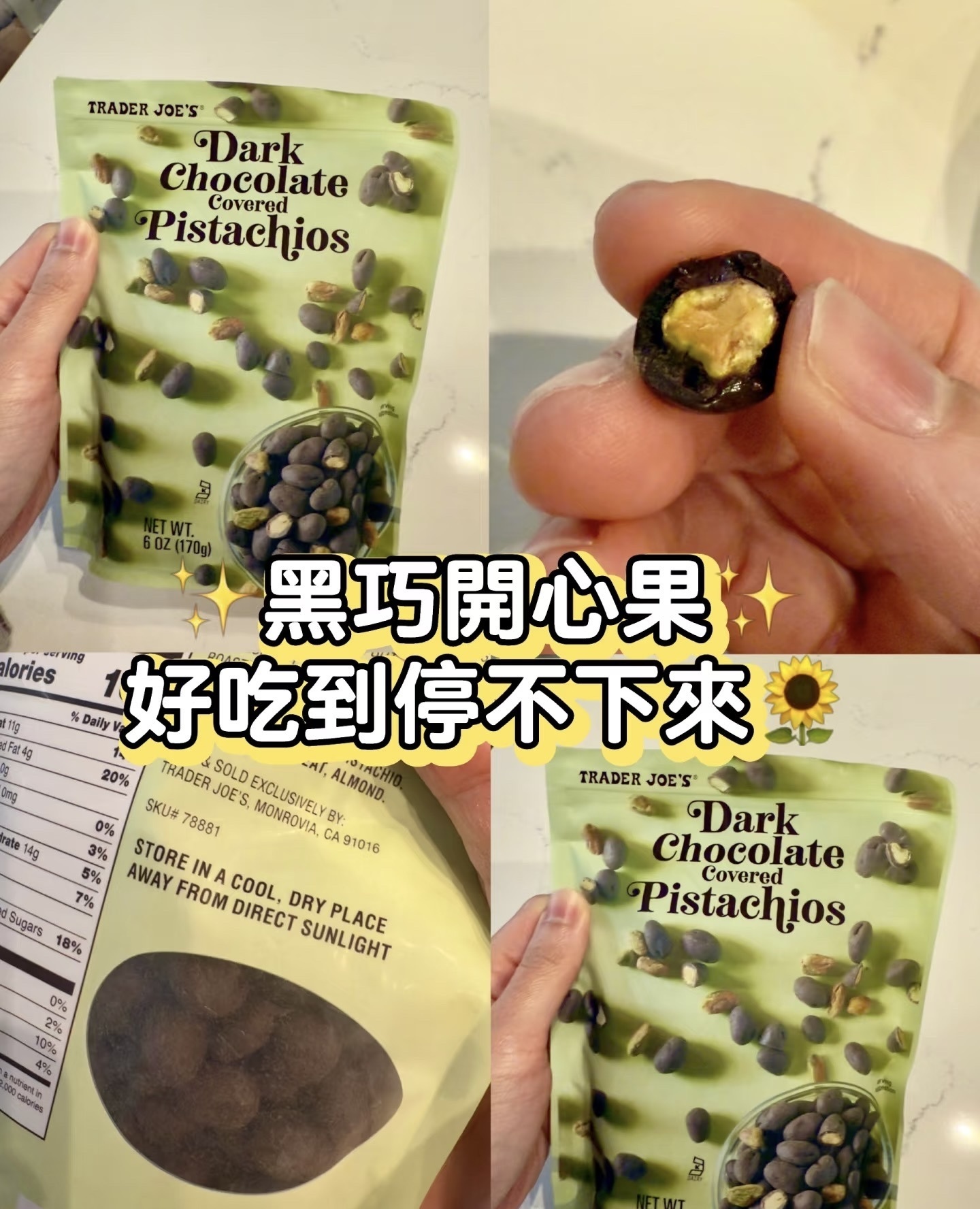【預購】Trader Joe's K1206801 黑開心果朱古力 170g