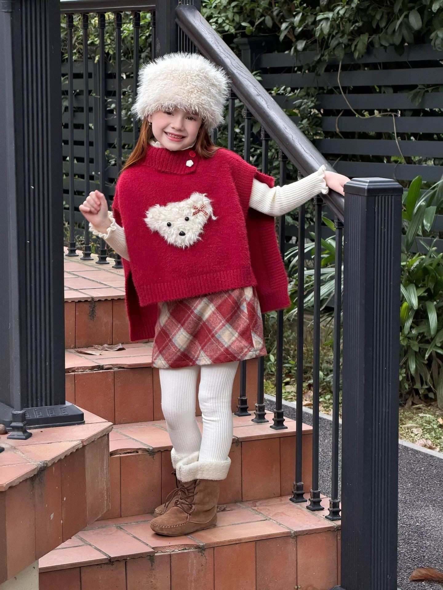 毛呢格子加絨裙