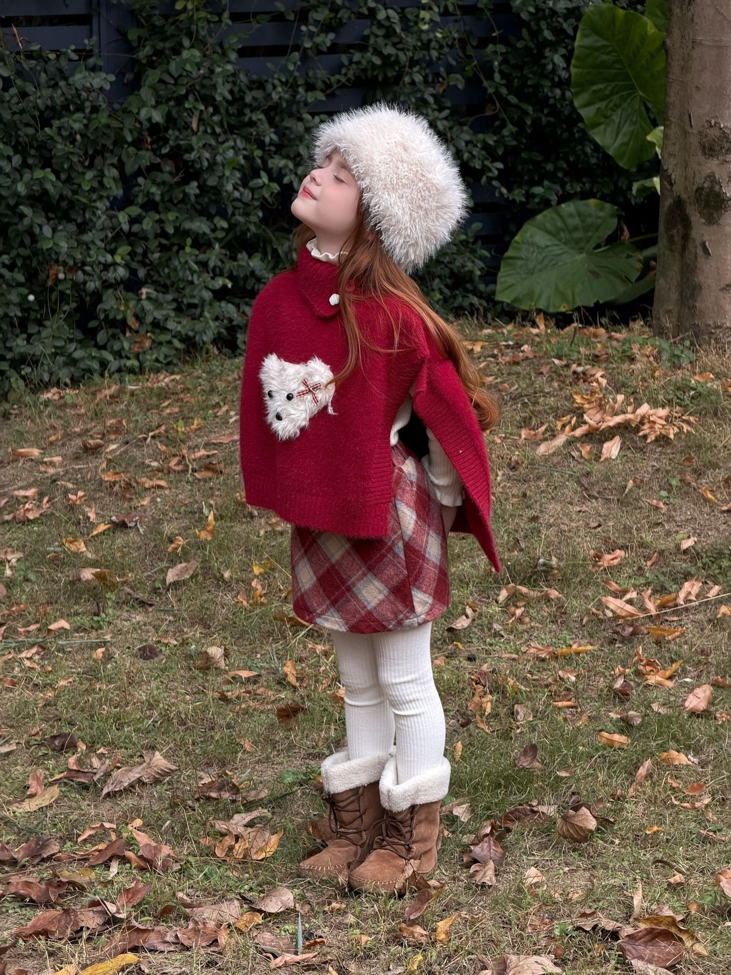 毛呢格子加絨裙