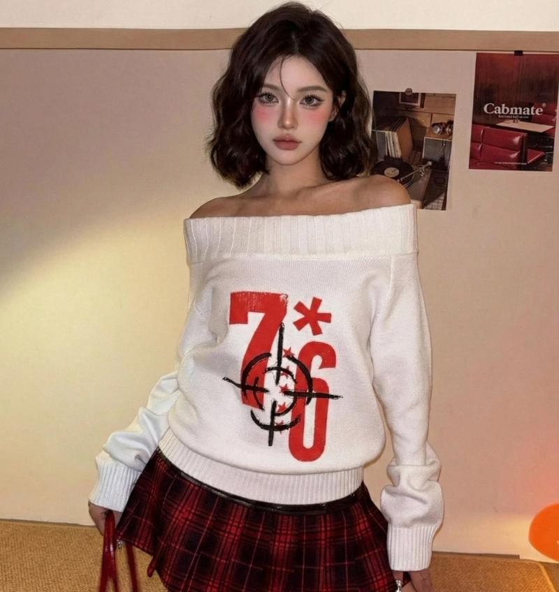 狙擊一字領毛衣