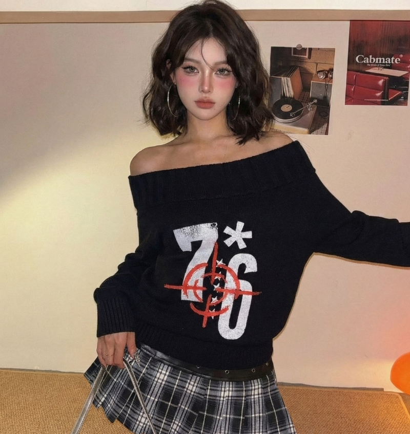 狙擊一字領毛衣