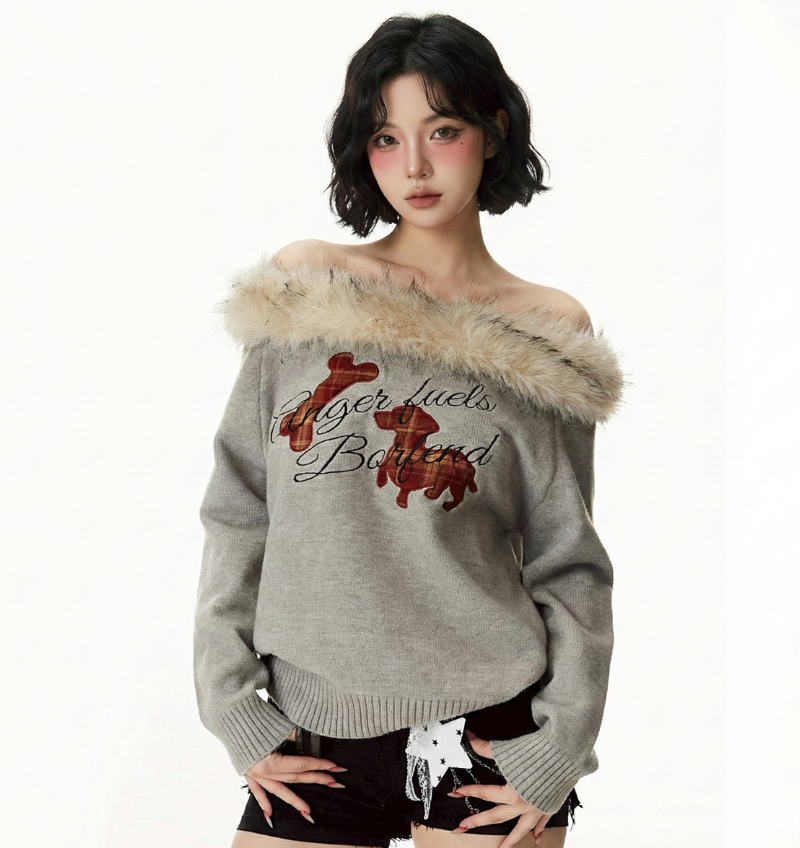 毛邊領針織狗狗T