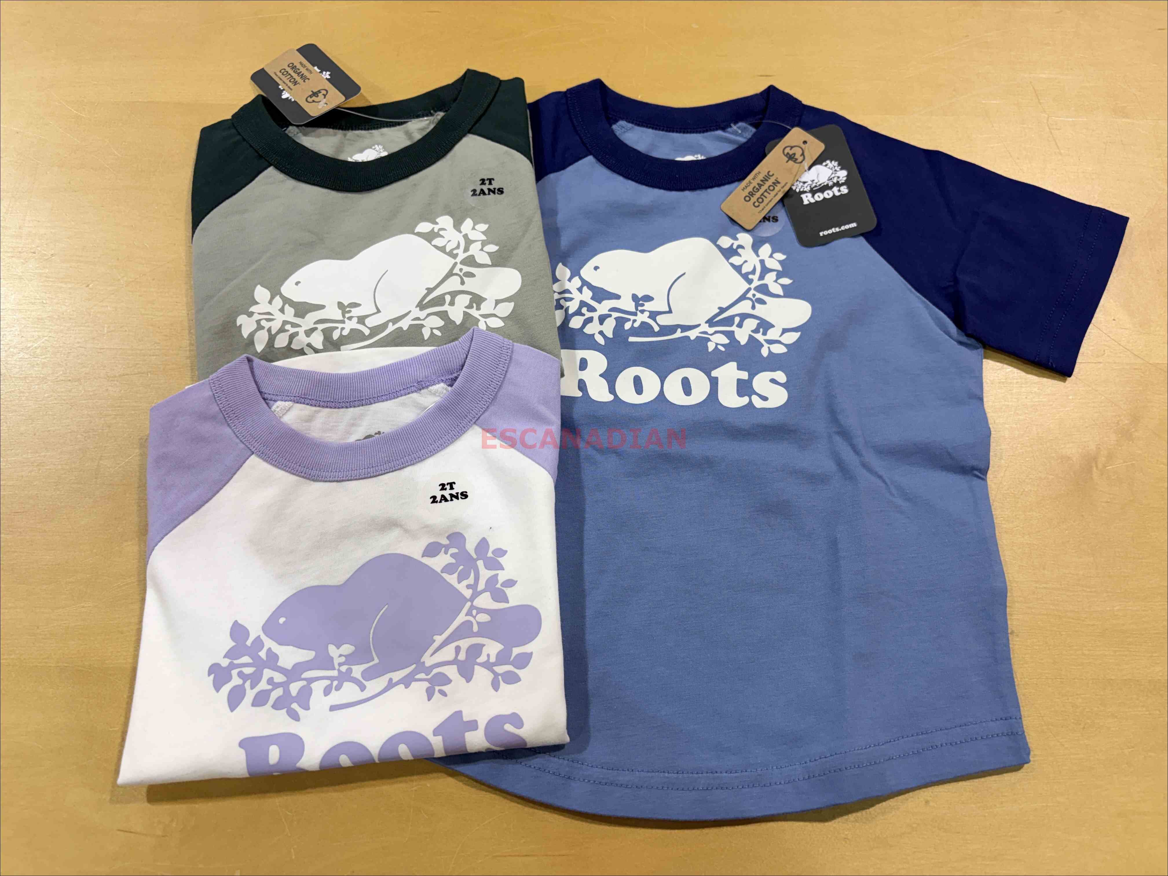 ROOTS 小童 經典海狸 棒球袖 短TEE (3色)