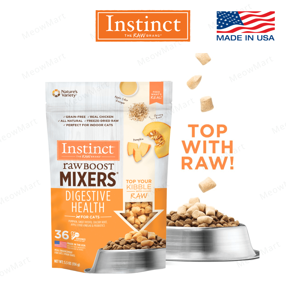 Instinct®凍乾雞肉粒貓Mixer (腸道健康) 5.5oz