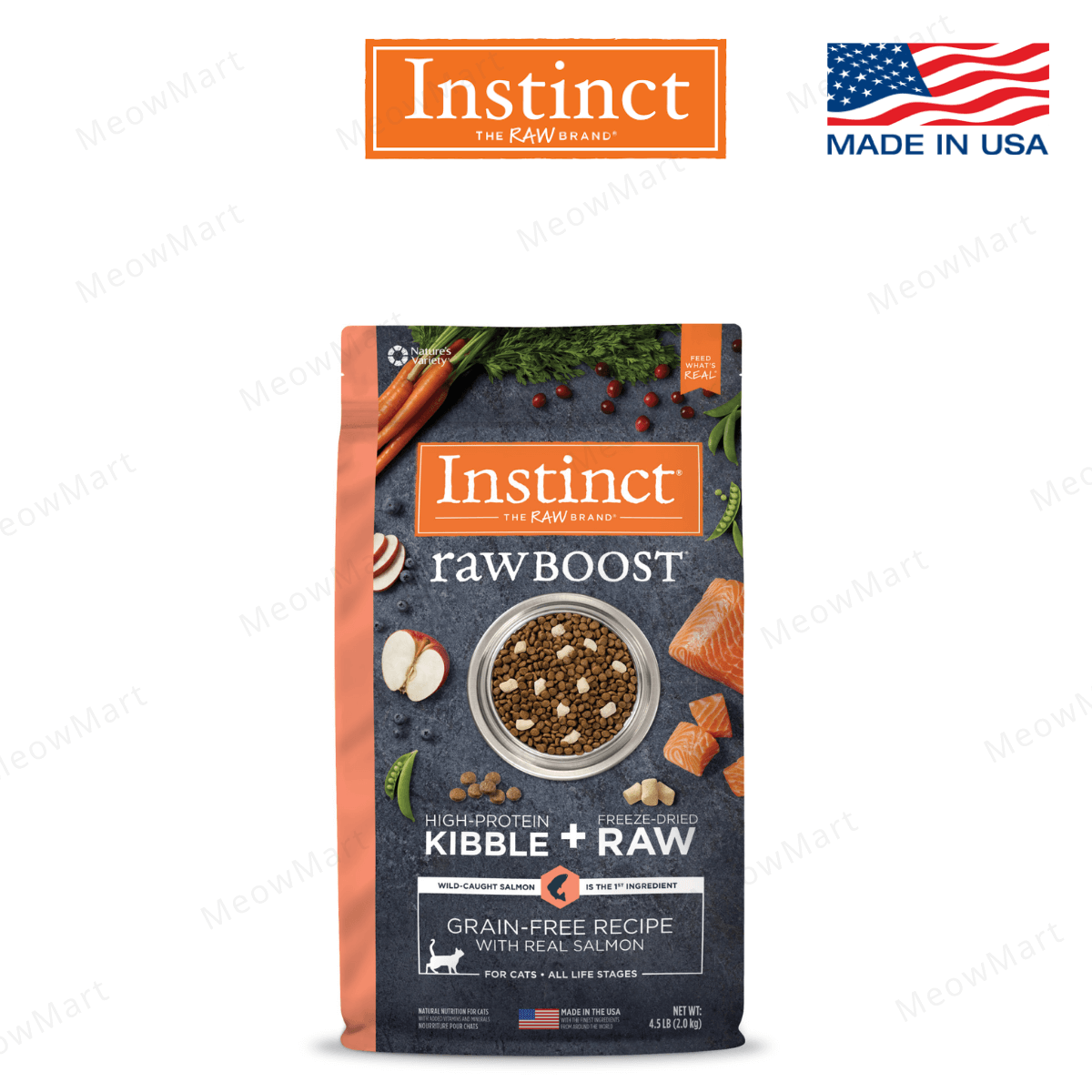 Instinct 無穀物+凍乾生肉貓糧 - 三文魚4.5lbs