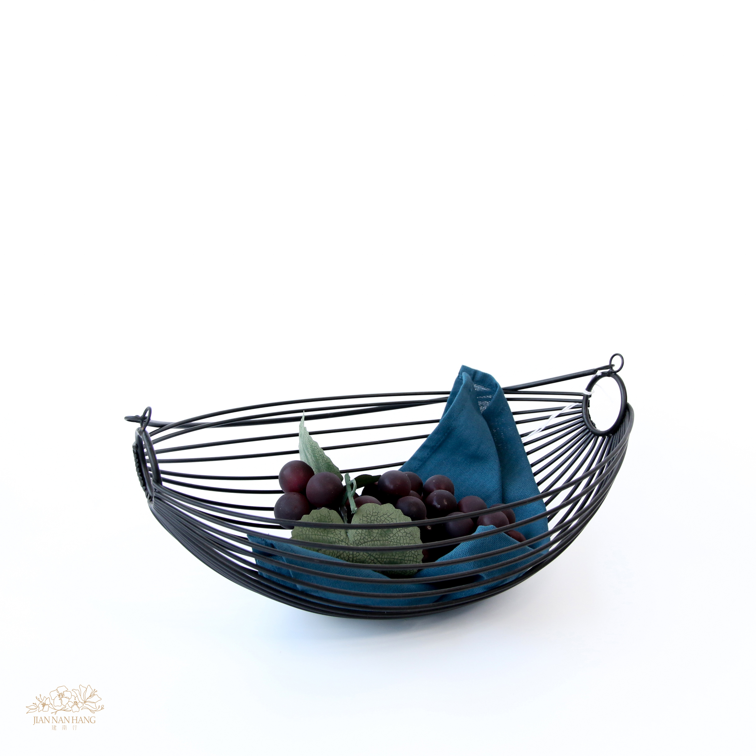 裝飾 簍空船型置物籃 黑