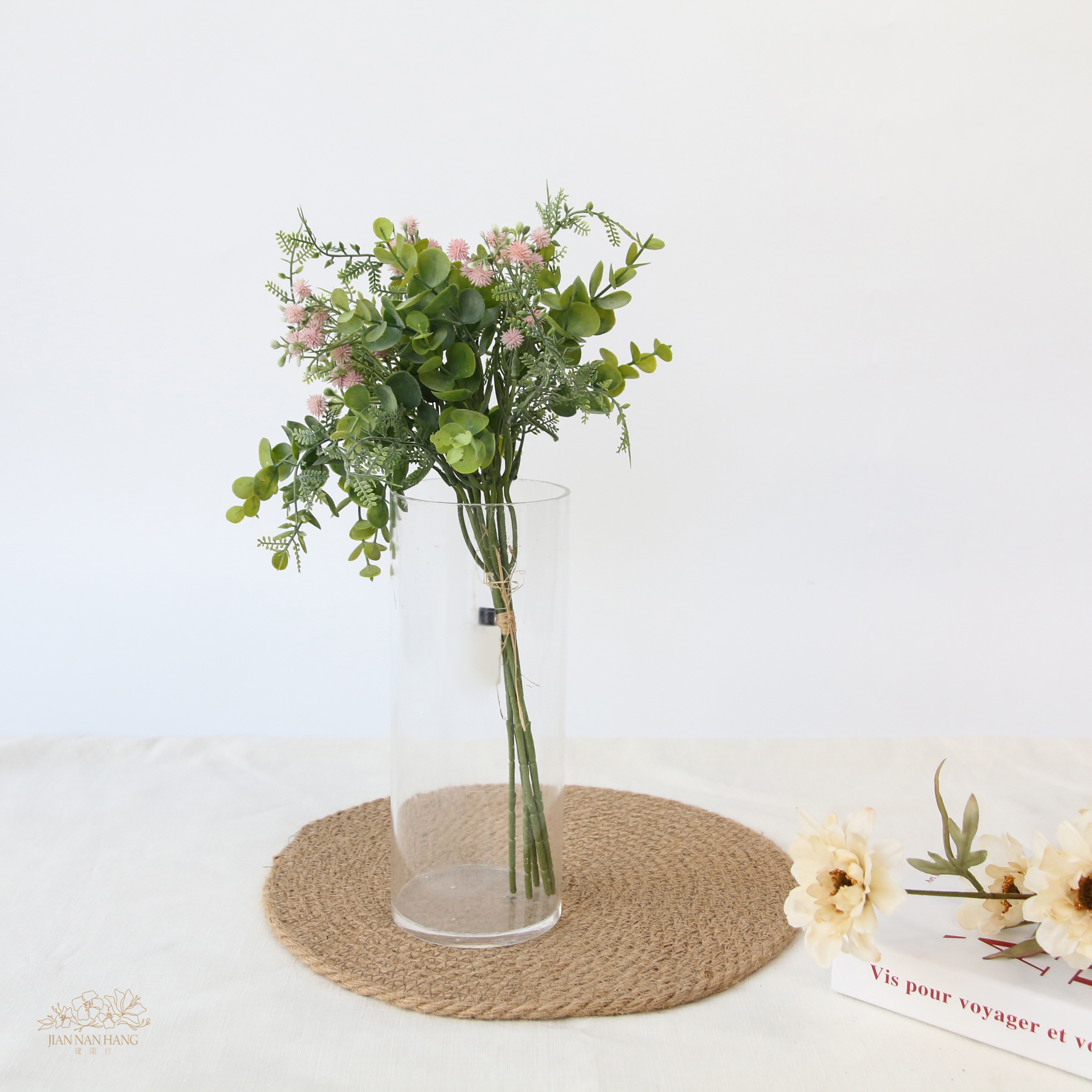 人造花 絨球花綜合花束 粉