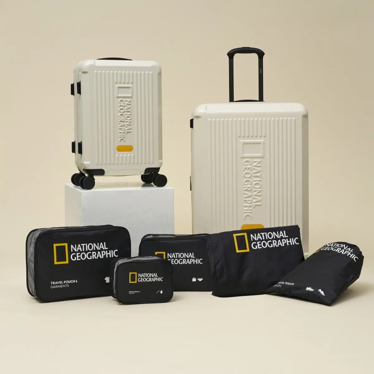 【OWN】National Geographic 國家地理 旅行 出國 旅行箱 旅行組 行李箱 20吋 28吋 銀色 米色