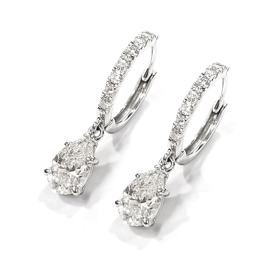 18K白金 梨形實驗室培育鑽石耳環