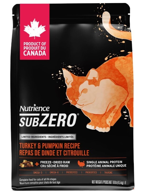 Nutrience Subzero 全貓配方 單一蛋白凍乾生肉粒無穀物貓糧 火雞+南瓜 10lb