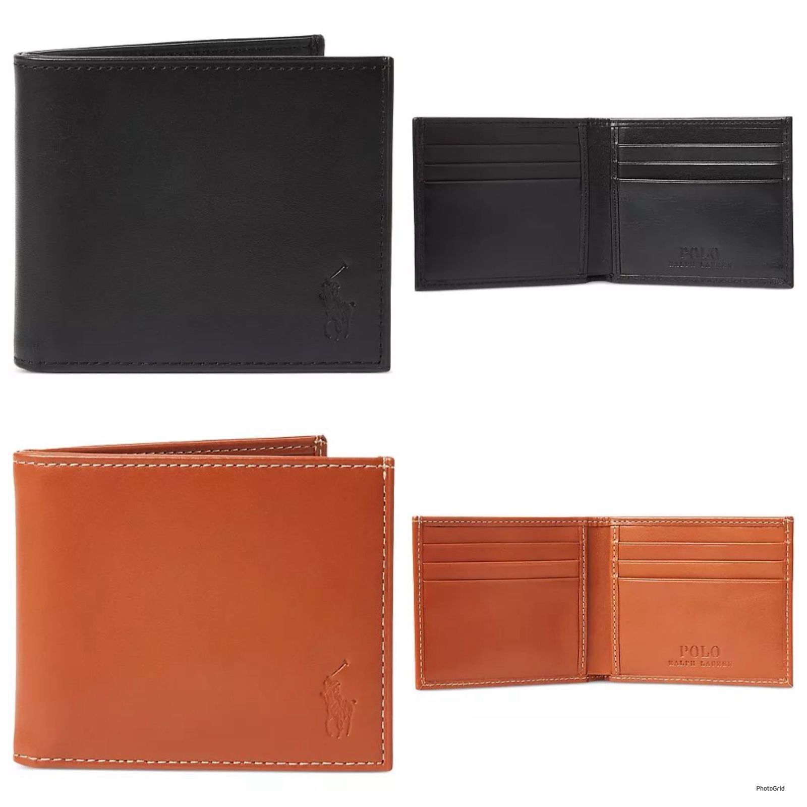 [USW] POLO RALPH LAUREN MEN'S BURNISHED LEATHER BILLFOLD WALLET, UZZ532 (UZZ532)