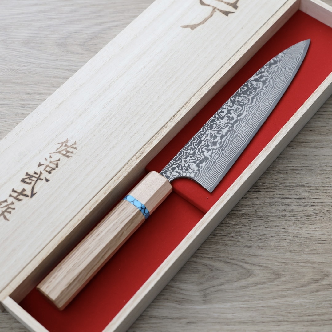 佐治武士 牛刀 180mm R2粉末HSS鋼 大馬士革