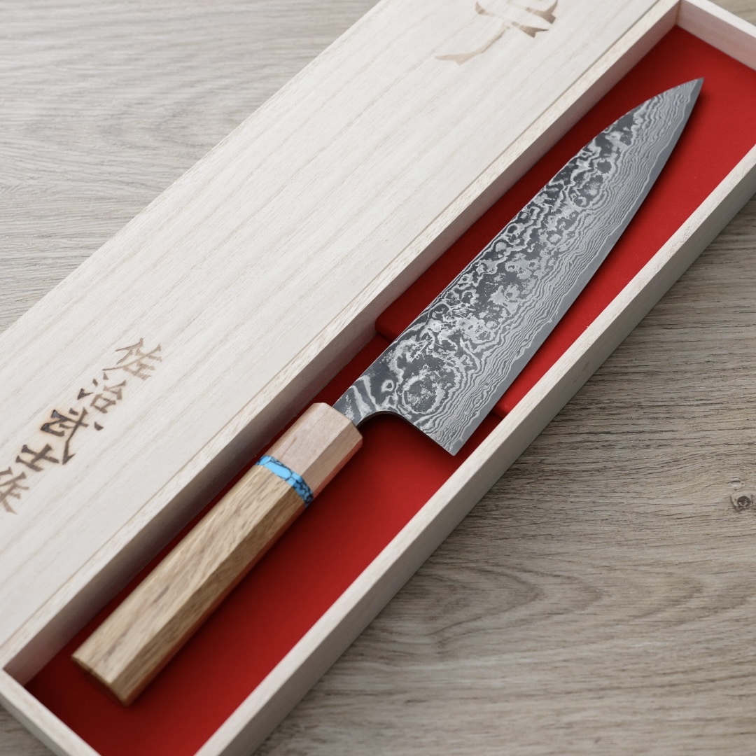 佐治武士 牛刀 210mm R2粉末HSS鋼 大馬士革