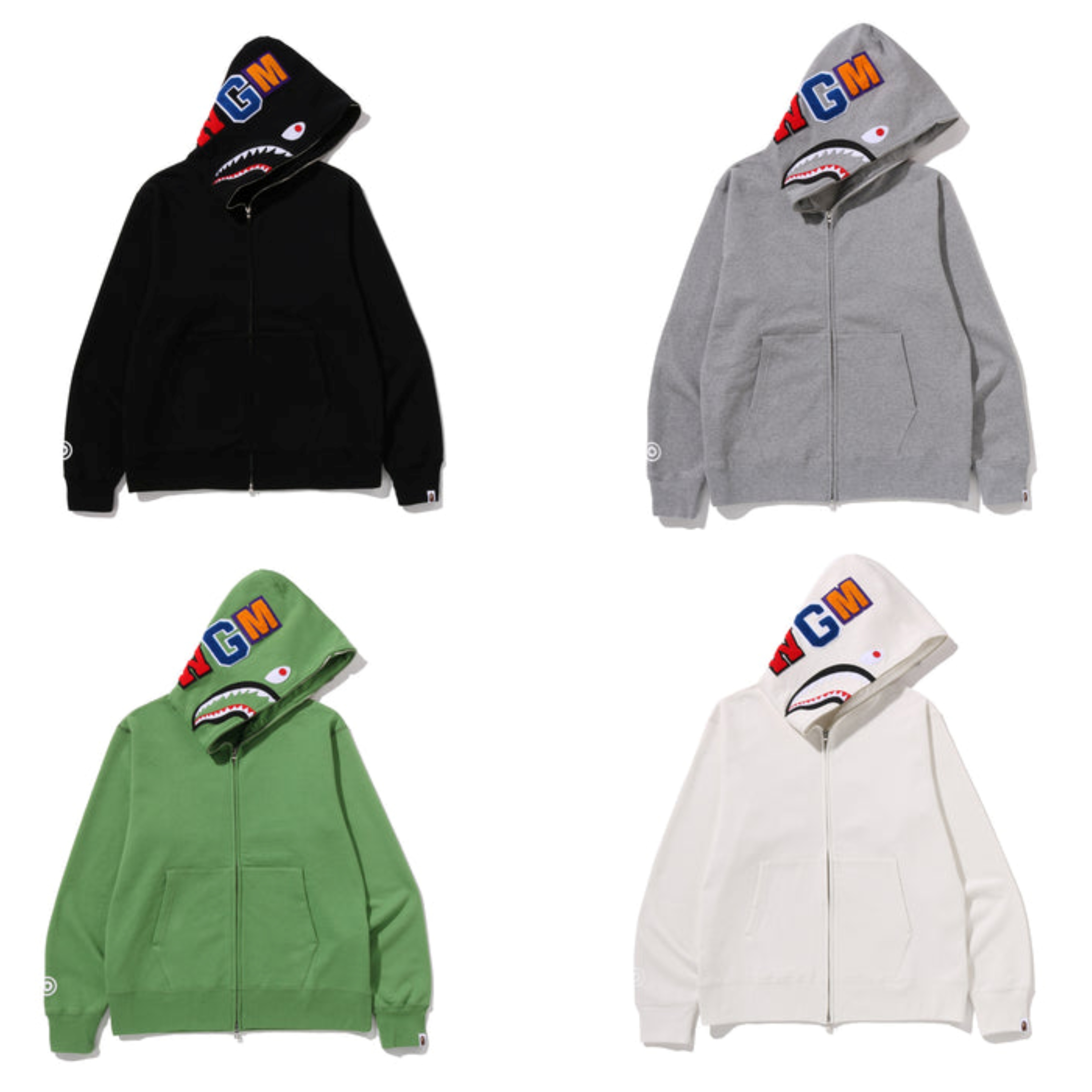 2025AW A BATHING APE SHARK FULL ZIP HOODIE 素面鯊魚外套夾克