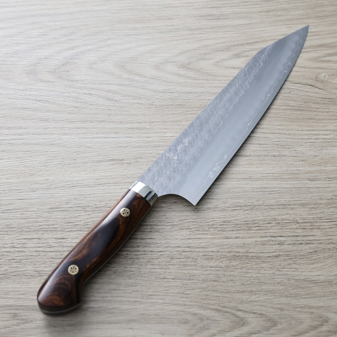 加藤義實 水波 切付牛刀 210mm SG2粉末HSS鋼 沙漠鐵木