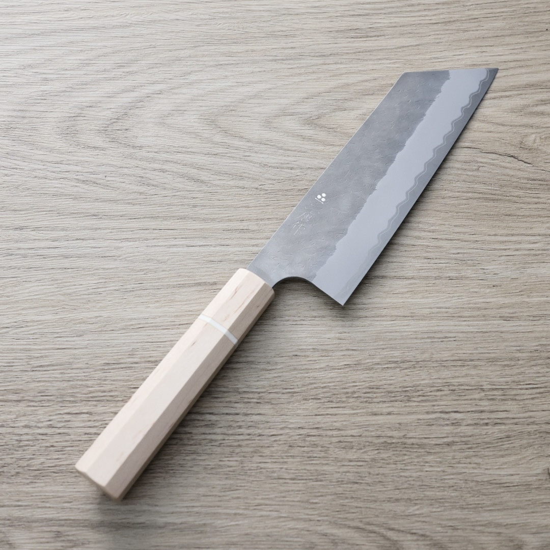 二唐刃物 菜切 180mm 青紙超級鋼 柳葉鎚目