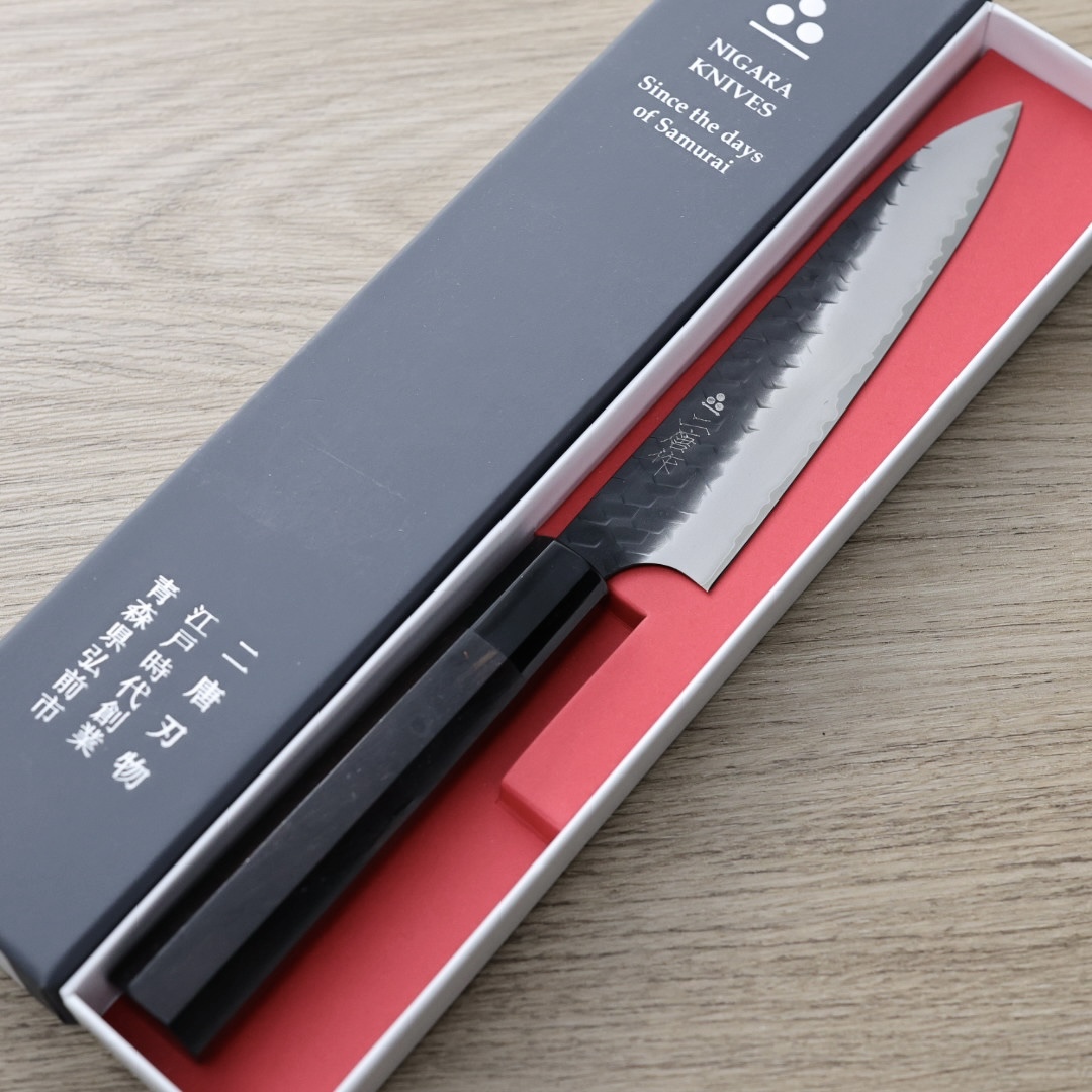 二唐刃物 蔬果 150mm SG2粉末HSS鋼 黑打鎚目