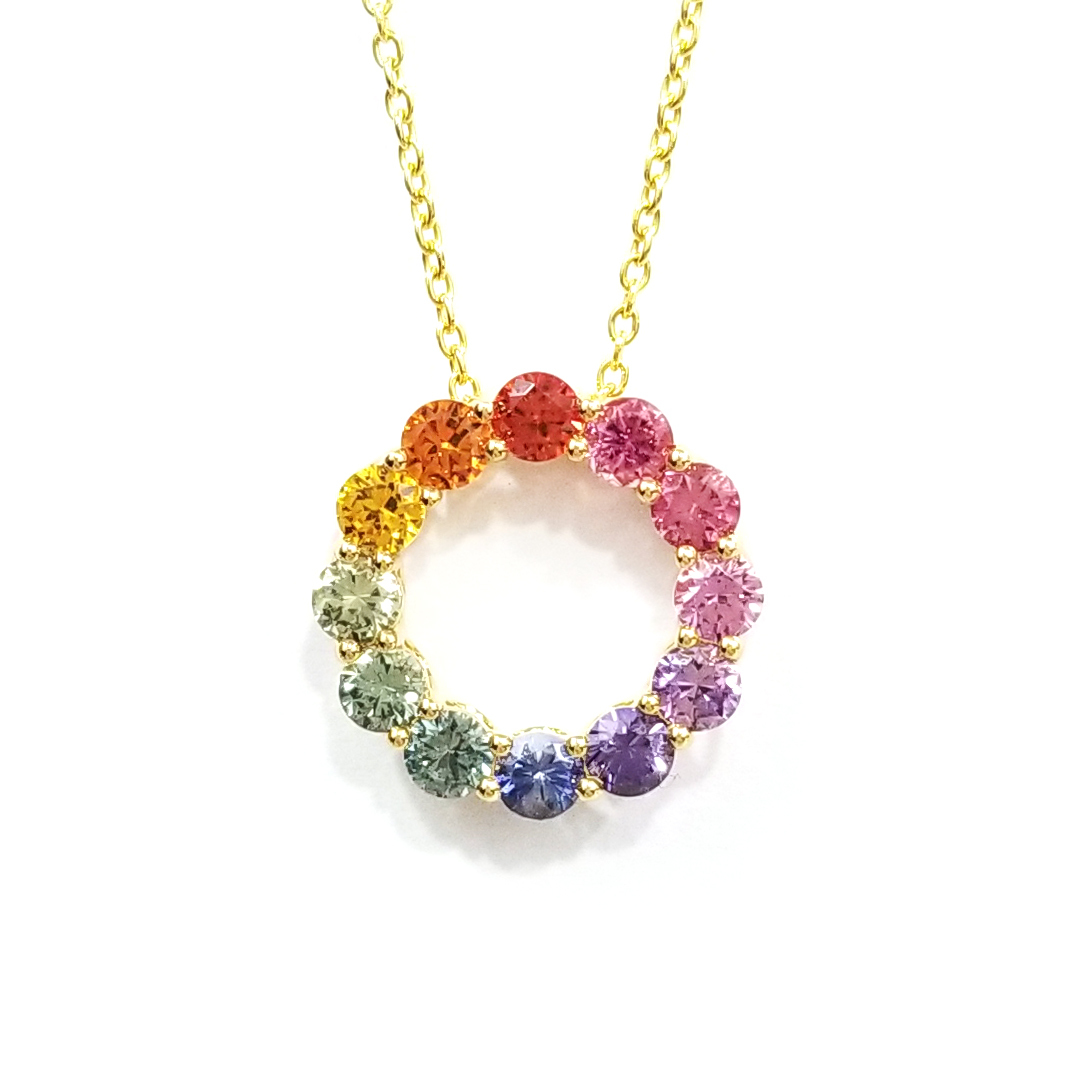 18K黃金彩色藍寶石吊墜